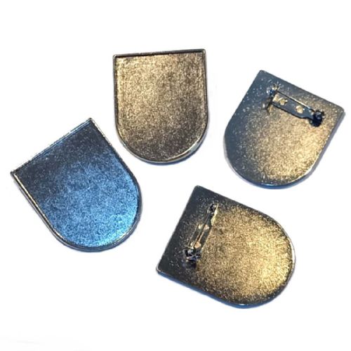 Premium badge shield 29x36.5 silver pin clasp & clear dome